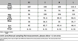 Detailed size chart for women's halter top and pleated pants set in cm units