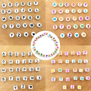 7mm resin alphabet beads set in round and square shapes for DIY jewelry making