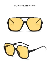Detailsicht der Doppelsteg-Halbrand-Sonnenbrille mit gelben Nachtsichtgläsern