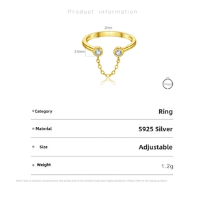 Detailed S925 sterling silver ring specifications with dimensions and material parameters