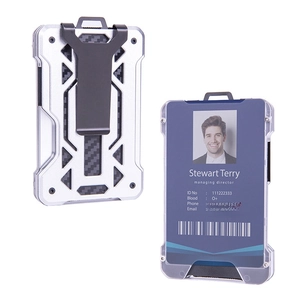 Minimalist RFID Blocking Card Holder Aluminum Alloy Carbon Fiber Wallet With ID Window Back Clip Tactical Business Tracker Slot