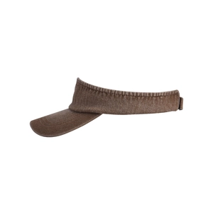 Close-up of brown washed cotton fabric and adjustable strap on the sun visor hat