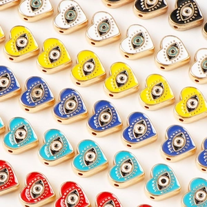 Perline Malocchio A Cuore In Lega Smaltata Per Creazione Gioielli Fai Da Te Perline Colorate Per Bracciale