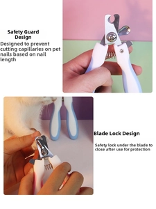 Safety pet nail clipper with stainless steel blade and anti-cut guard for cats and dogs