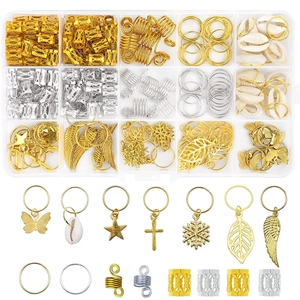Dreadlock Accessories Hair Braid Rings Alloy Metal Natural Shell Pendants Butterfly Star Cross Leaf Wings Styling Jewelry