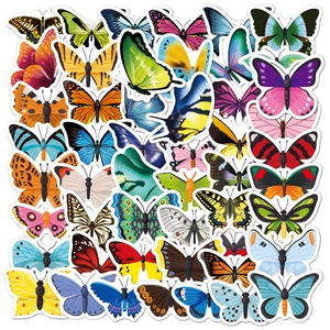 Close-up of colorful waterproof butterfly stickers for kids with clean white borders