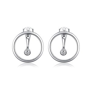 Minimalist S925 sterling silver hoop earrings set with single cubic zirconia stones