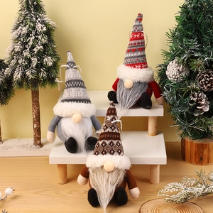 Christmas Gnome Ornaments Knitted Hat Long Beard Tomte Gonk Hanging Decorations For Holiday Tree Home Decor