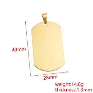 Golden stainless steel dog tag necklace pendant with dimensions 49x28mm for DIY engraving