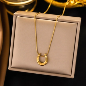 Collana Con Pendente A Ferro Di Cavallo A Forma Di U In Acciaio Al Titanio Catena A Serpente Gioielli Di Moda Minimalisti Chic Da Donna