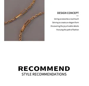 Detailed view of golden 18k gold-plated titanium steel necklace with geometric links