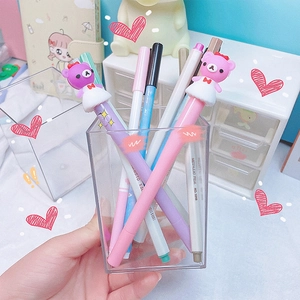 Minimalist transparent acrylic pen holder for desk storage with heart patterns