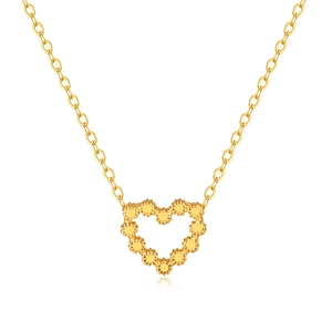 Collier de luxe en acier inoxydable doré avec un pendentif en forme de cœur perlé évidé
