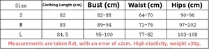 Detailed size chart for long sleeve ruffled knit dress including chest and waist measurements
