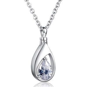 Water Drop Pendant Necklace Copper With Pear Cut Clear Zirconia Elegant Goddess Tears Jewelry For Women