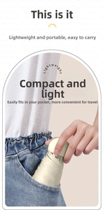Parapluie capsule crème léger présenté dans un design plié compact de poche