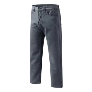Vintage weite graue Denim-Jeans mit geradem Bein und gewaschenem Finish für Damen