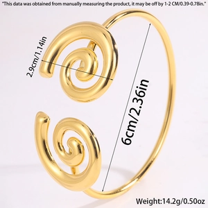 Golden titanium steel open bracelet with Nezha double helix design and size markings