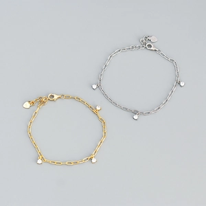 925 Sterling Silver Bracelet For Women With Sparkling Zircon Minimalist Paperclip Chain Adjustable Heart Charm Elegant Jewelry