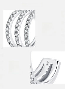 Macro detail of S925 hallmark and hand-set 5A cubic zirconia on sterling silver ear cuff