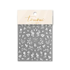 Pegatinas de rosas blancas en relieve para manicura con diseños florales elegantes