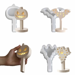 Halloween Silhouette Lamp Silicone Mold DIY Resin Casting Pumpkin Ghost Bat Shape Handmade Craft Desktop Decoration