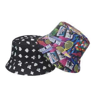 Unisex Printed Bucket Hat Polyester Sun Protection Beach Travel Outdoor Retro Hip Hop Streetwear Style For Men Women Teens