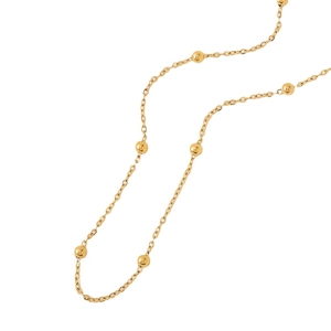 Minimalist gold titanium steel necklace featuring polished beads and a slim chain design