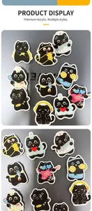 Collection de divers badges en acrylique chat noir dessin animé sur métal