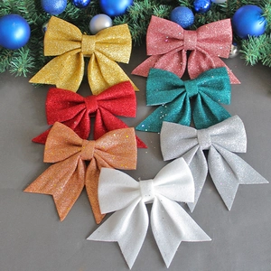 Glitter Christmas bow set in seven colors for tree decoration and holiday gift wrapping