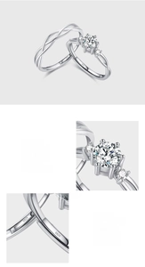 Detail of S925 sterling silver ring with 5A cubic zirconia in a six-prong setting