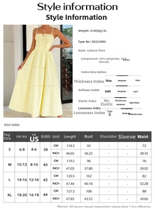 Detailed size chart for solid color camisole dress with US, UK, EU measurements