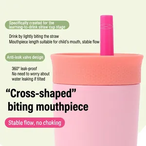 Pink stainless steel coffee tumbler with 360-degree leak-proof lid and silicone straw
