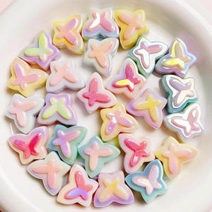 Colorful gradient UV plated acrylic butterfly beads for DIY jewelry and crafts making