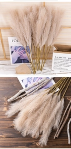 Detailed view of 4-fork artificial pampas grass bouquet for home and wedding decor