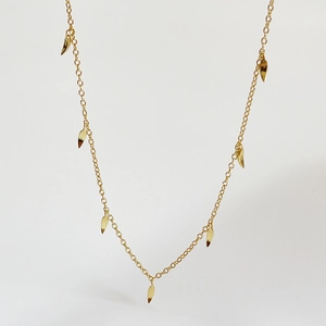 Minimalist Necklace 925 Sterling Silver 18K Gold Plated Mini Leaf Geometric Spike Dainty Chain For Women