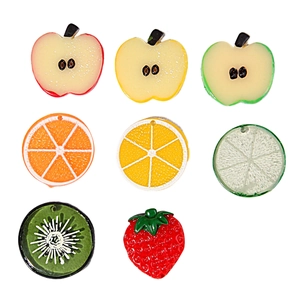 Pendentifs tranches de fruits colorés en résine avec pomme orange fraise pour accessoires
