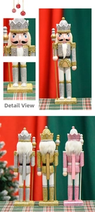 Detail of 30cm wooden Nutcracker King figures with glitter finish and crown details