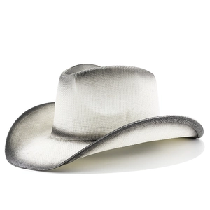 Classic straw cowboy hat with rolled brim and vintage gradient finish for sun protection