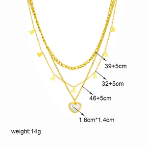 Three-layer gold titanium steel heart necklace with chain lengths and size dimensions