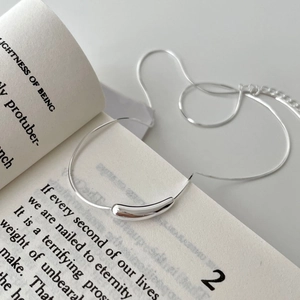 Minimalist Water Drop Bean Pendant Necklace 925 Sterling Silver Snake Chain Geometric Jewelry For Women