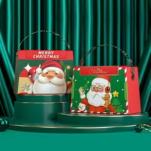 Festive Santa Claus gift boxes with arc handles for Christmas Eve candy and presents