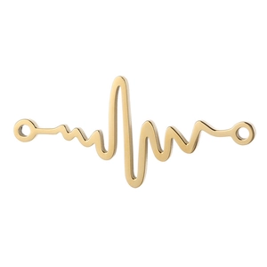 Detailed view of a gold-plated heartbeat wave connector for jewelry making accessories