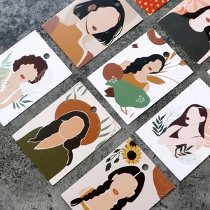 Abstract feminine illustration jewelry display cards for earrings and necklaces
