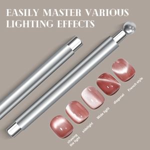 Dual-head cat eye nail magnet set for light shadow effects on pink polish