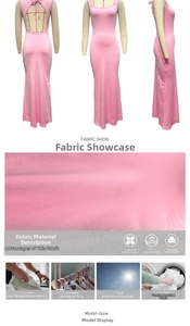 Détail de la robe rose moulante montrant le tricot respirant et la haute élasticité