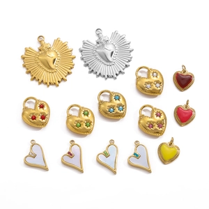 Polished gold and silver stainless steel heart pendants for DIY jewelry crafting