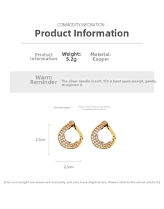 Detailed view of hollow teardrop gold earrings with cubic zirconia and S925 silver pins