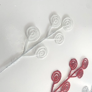 Glittery Christmas spiral spray pick in red and white colors for festive tree decorations