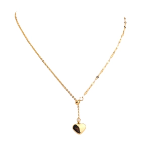 Minimalist gold heart pendant necklace with trendy mixed link chain for women